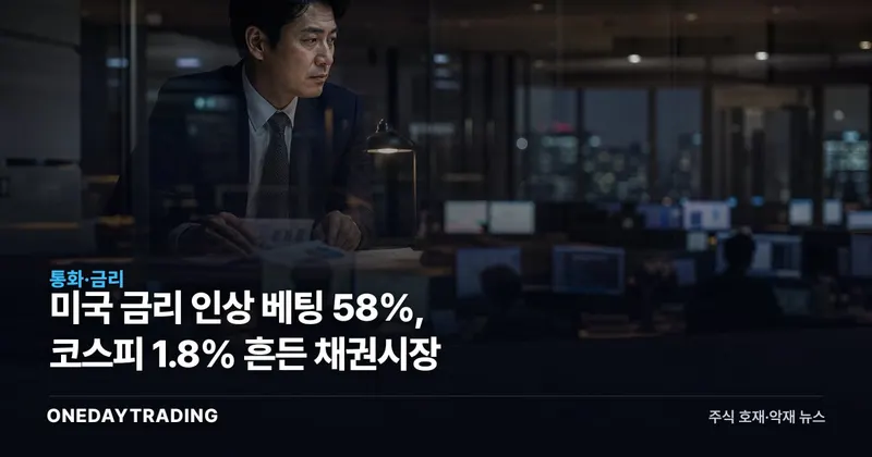 미국 금리 인상 베팅 58%, 코스피 1.8% 흔든 채권시장