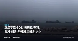 호르무즈 60일 통항료 면제, 유가·해운 운임에 드리운 변수