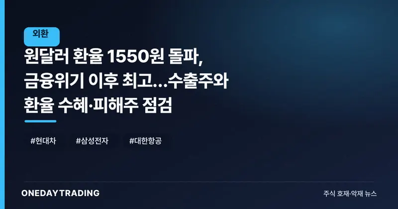 원달러 환율 1550원 돌파, 금융위기 이후 최고…수출주와 환율 수혜·피해주 점검