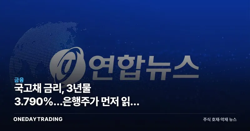 국고채 금리, 3년물 3.790%…은행주가 먼저 읽는 신호