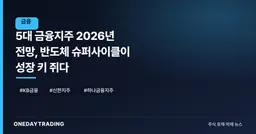 5대 금융지주 2026년 전망, 반도체 슈퍼사이클이 성장 키 쥐다