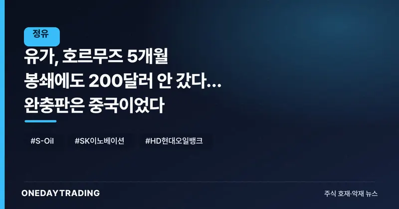 유가, 호르무즈 5개월 봉쇄에도 200달러 안 갔다… 완충판은 중국이었다