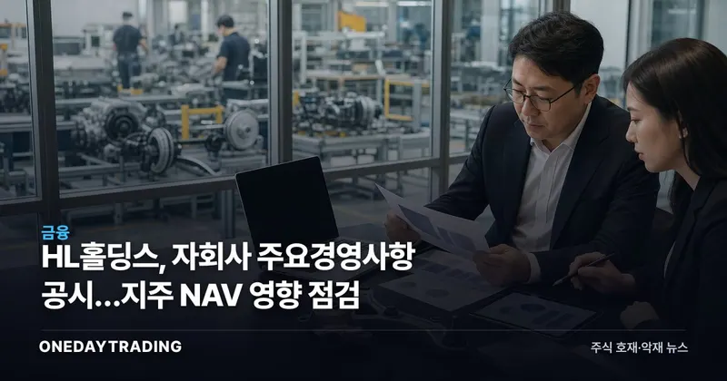 HL홀딩스, 자회사 주요경영사항 공시…지주 NAV 영향 점검