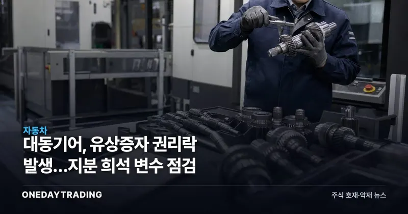 대동기어, 유상증자 권리락 발생…지분 희석 변수 점검