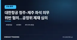 대한항공 청주-제주 좌석 의무 위반 혐의…공정위 제재 심의