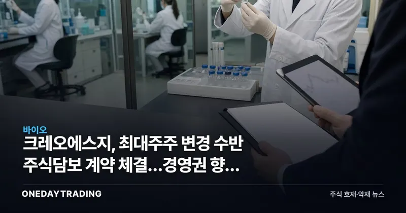 크레오에스지, 최대주주 변경 수반 주식담보 계약 체결…경영권 향배 주목