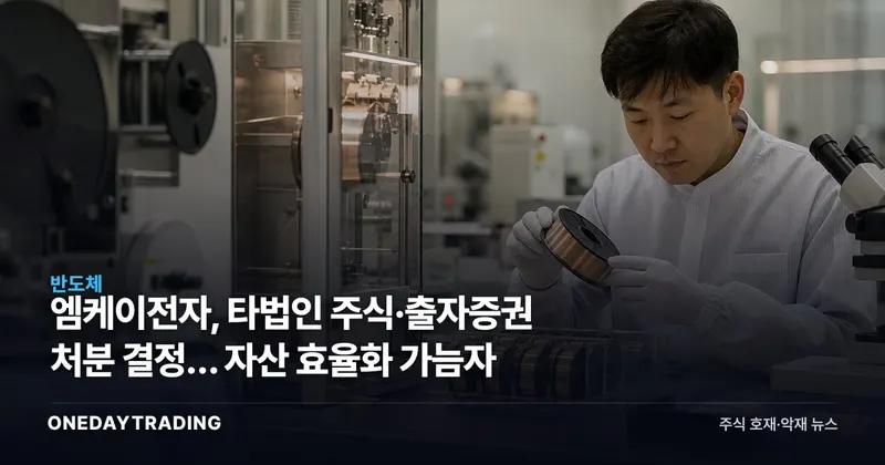 엠케이전자, 타법인 주식·출자증권 처분 결정… 자산 효율화 가늠자