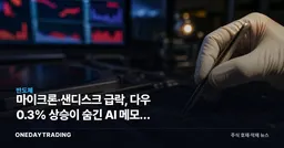 마이크론·샌디스크 급락, 다우 0.3% 상승이 숨긴 AI 메모리 균열