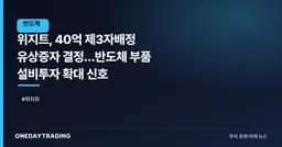 위지트, 40억 제3자배정 유상증자 결정…반도체 부품 설비투자 확대 신호