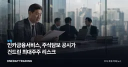 인카금융서비스, 주식담보 공시가 건드린 최대주주 리스크