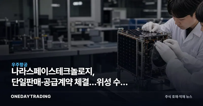 나라스페이스테크놀로지, 단일판매·공급계약 체결…위성 수주 모멘텀 점검