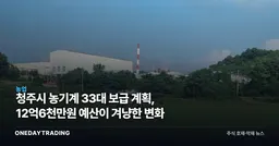 청주시 농기계 33대 보급 계획, 12억6천만원 예산이 겨냥한 변화