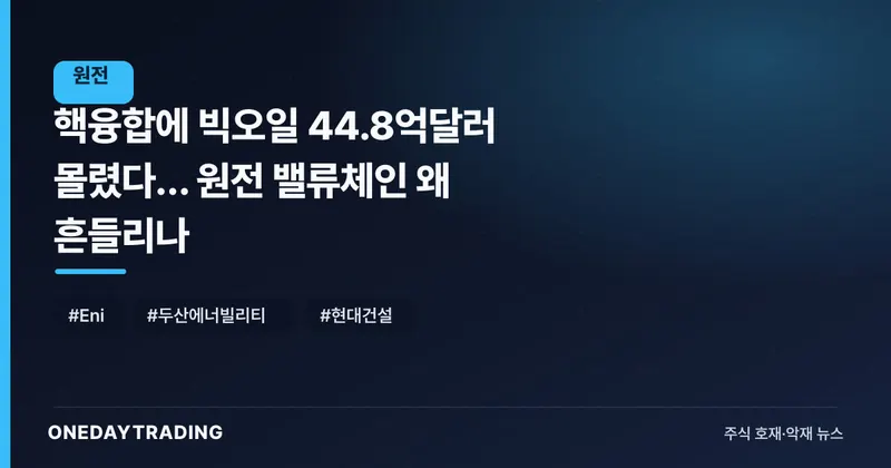 핵융합에 빅오일 44.8억달러 몰렸다… 원전 밸류체인 왜 흔들리나