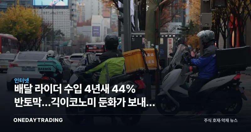 배달 라이더 수입 4년새 44% 반토막…긱이코노미 둔화가 보내는 투자 신호