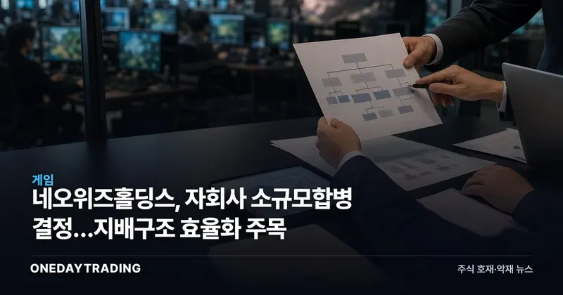 네오위즈홀딩스, 자회사 소규모합병 결정…지배구조 효율화 주목