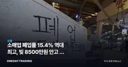 소매업 폐업률 15.4% 역대 최고, 빚 8500만원 안고 문 닫는 소상공인
