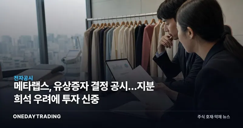 메타랩스, 유상증자 결정 공시…지분 희석 우려에 투자 신중
