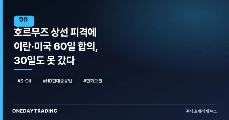 호르무즈 상선 피격에 이란·미국 60일 합의, 30일도 못 갔다