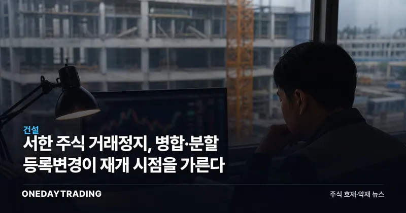 서한 주식 거래정지, 병합·분할 등록변경이 재개 시점을 가른다