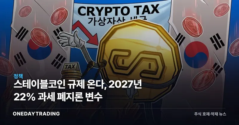 스테이블코인 규제 온다, 2027년 22% 과세 폐지론 변수