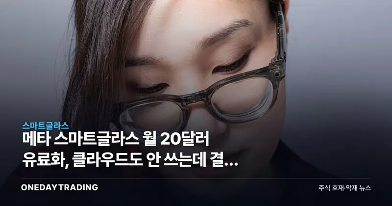 메타 스마트글라스 월 20달러 유료화, 클라우드도 안 쓰는데 결국 보류
