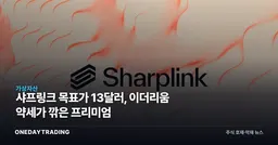 샤프링크 목표가 13달러, 이더리움 약세가 깎은 프리미엄
