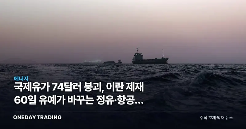 국제유가 74달러 붕괴, 이란 제재 60일 유예가 바꾸는 정유·항공주 셈법