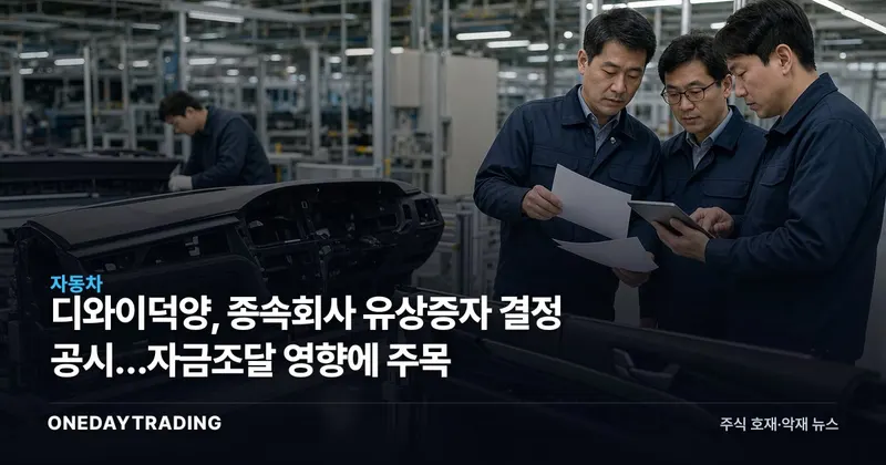 디와이덕양, 종속회사 유상증자 결정 공시…자금조달 영향에 주목