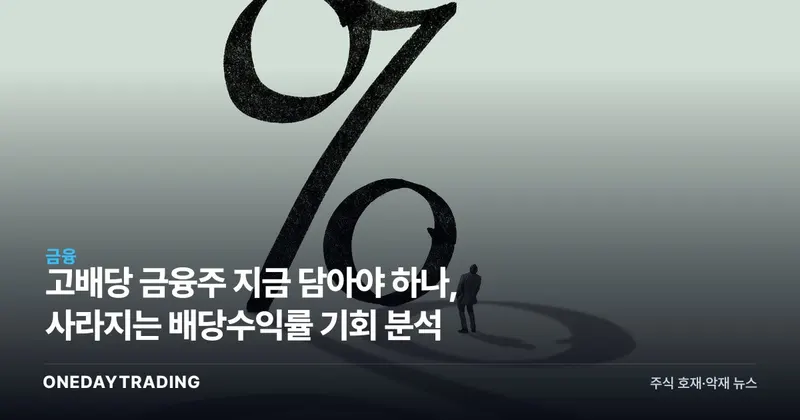 고배당 금융주 지금 담아야 하나, 사라지는 배당수익률 기회 분석