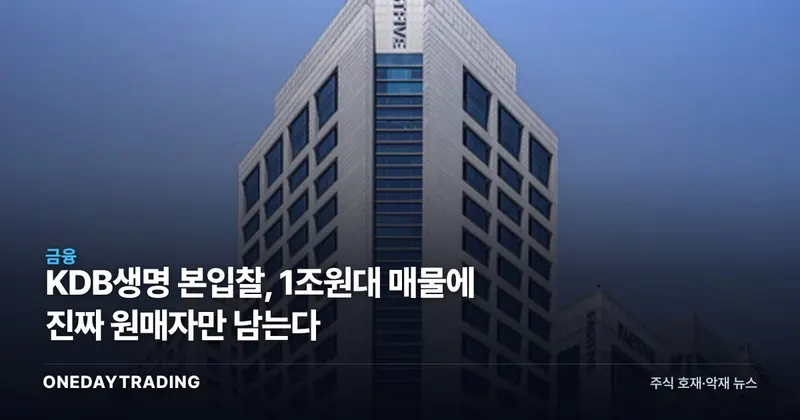 KDB생명 본입찰, 1조원대 매물에 진짜 원매자만 남는다