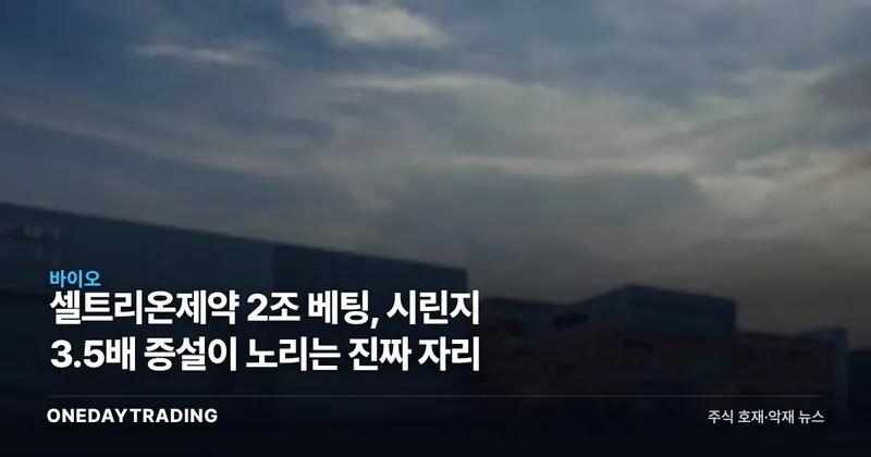 셀트리온제약 2조 베팅, 시린지 3.5배 증설이 노리는 진짜 자리