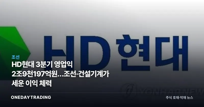 HD현대 3분기 영업익 2조9천197억원…조선·건설기계가 세운 이익 체력