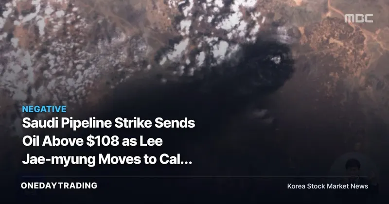 Saudi Pipeline Strike Sends Oil Above $108 as Lee Jae-myung Moves to Calm Markets