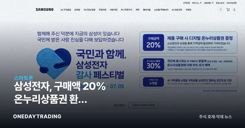 삼성전자, 구매액 20% 온누리상품권 환급 페스티벌…내수·실적 영향은