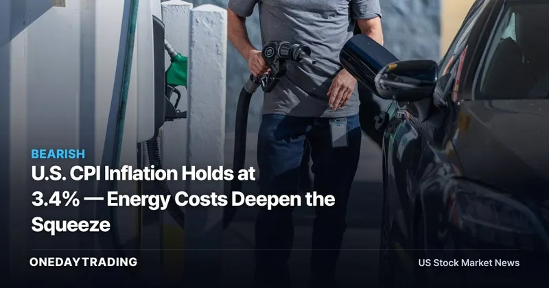 U.S. CPI Inflation Holds at 3.4% — Energy Costs Deepen the Squeeze