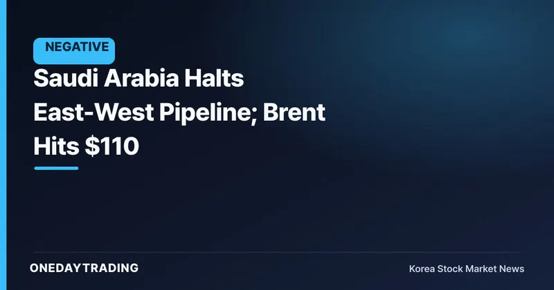 Saudi Arabia Halts East-West Pipeline; Brent Hits $110