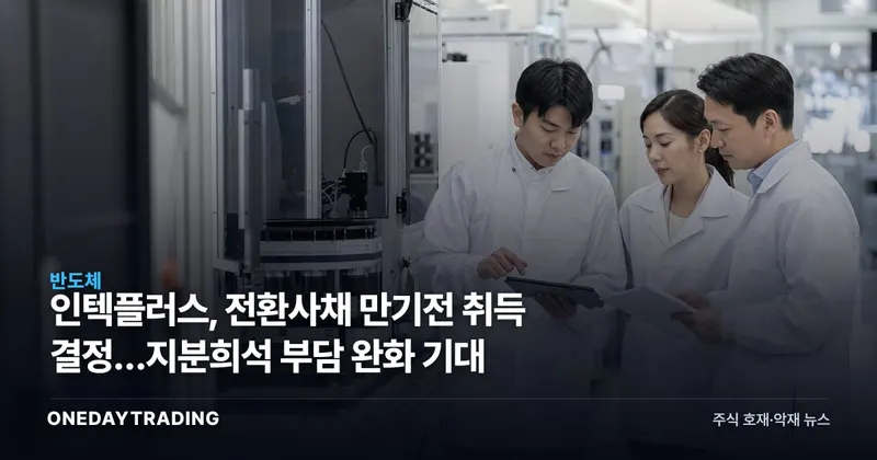 인텍플러스, 전환사채 만기전 취득 결정…지분희석 부담 완화 기대
