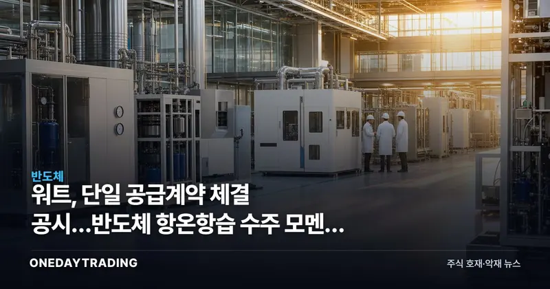 워트, 단일 공급계약 체결 공시…반도체 항온항습 수주 모멘텀 점검