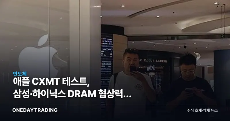 애플 CXMT 테스트, 삼성·하이닉스 DRAM 협상력이 흔들린다
