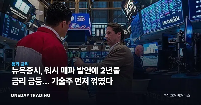 뉴욕증시, 워시 매파 발언에 2년물 금리 급등… 기술주 먼저 꺾였다