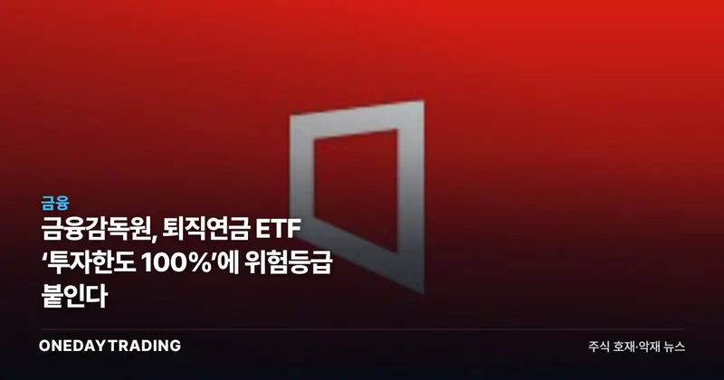 금융감독원, 퇴직연금 ETF ‘투자한도 100%’에 위험등급 붙인다