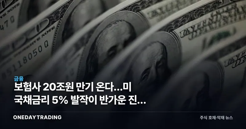 보험사 20조원 만기 온다…美 국채금리 5% 발작이 반가운 진짜 이유