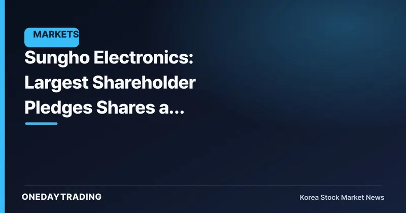 Sungho Electronics: Largest Shareholder Pledges Shares as Collateral — Disclosure Flags Possible Change in Management Control