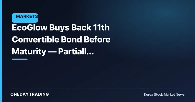 EcoGlow Buys Back 11th Convertible Bond Before Maturity — Partially Easing Potential Dilution Overhang