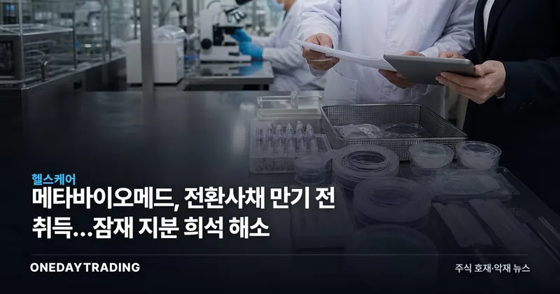 메타바이오메드, 전환사채 만기 전 취득…잠재 지분 희석 해소