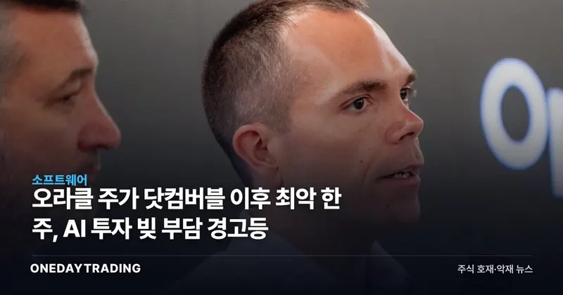 오라클 주가 닷컴버블 이후 최악 한 주, AI 투자 빚 부담 경고등