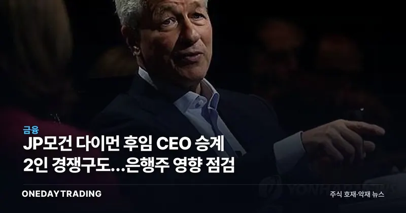 JP모건 다이먼 후임 CEO 승계 2인 경쟁구도…은행주 영향 점검