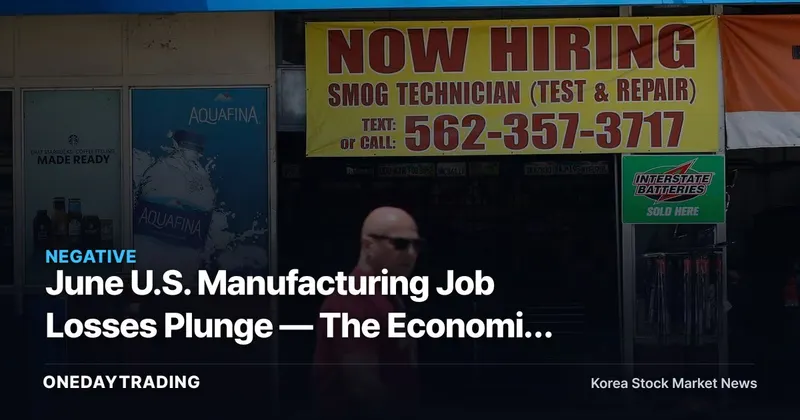 June U.S. Manufacturing Job Losses Plunge — The Economic Signal Korean Export Stocks Need to Watch