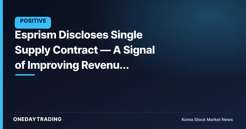 Esprism Discloses Single Supply Contract — A Signal of Improving Revenue Visibility