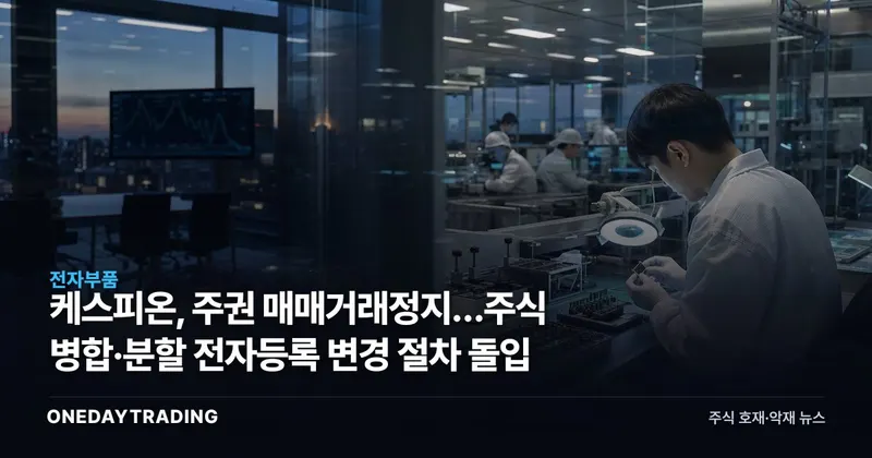 케스피온, 주권 매매거래정지…주식 병합·분할 전자등록 변경 절차 돌입